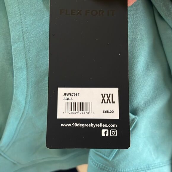 90 degrees by Reflex Zip Up Hoodie size XXL NWT Aqua - Picture 5 of 5